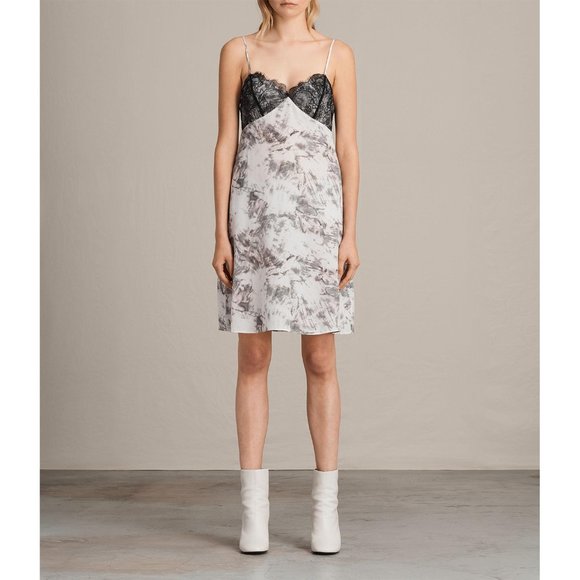 All Saints Black and White Mini Dress - Picture 1 of 9